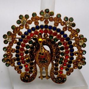 VTG Stunning Elegant Peacock Brooch marked KC